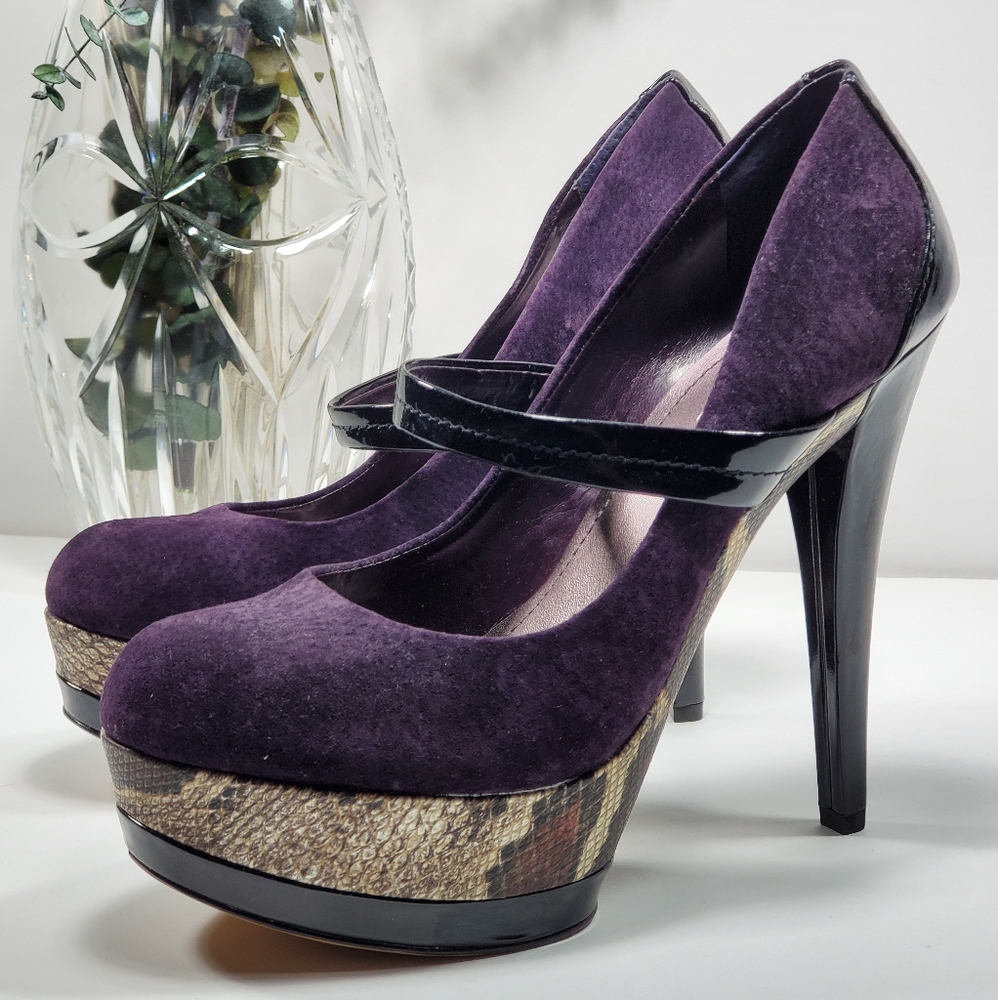 Jessica Simpson Purple Suede Snake Print Stiletto